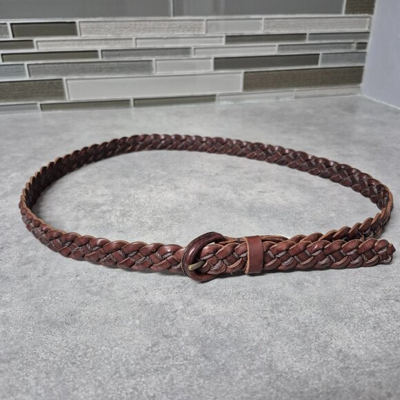 Eddie Bauer Genuine Leather Brown Braided Belt - Picture 6 of 7